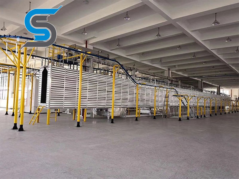Horizontal fluorocarbon spraying line