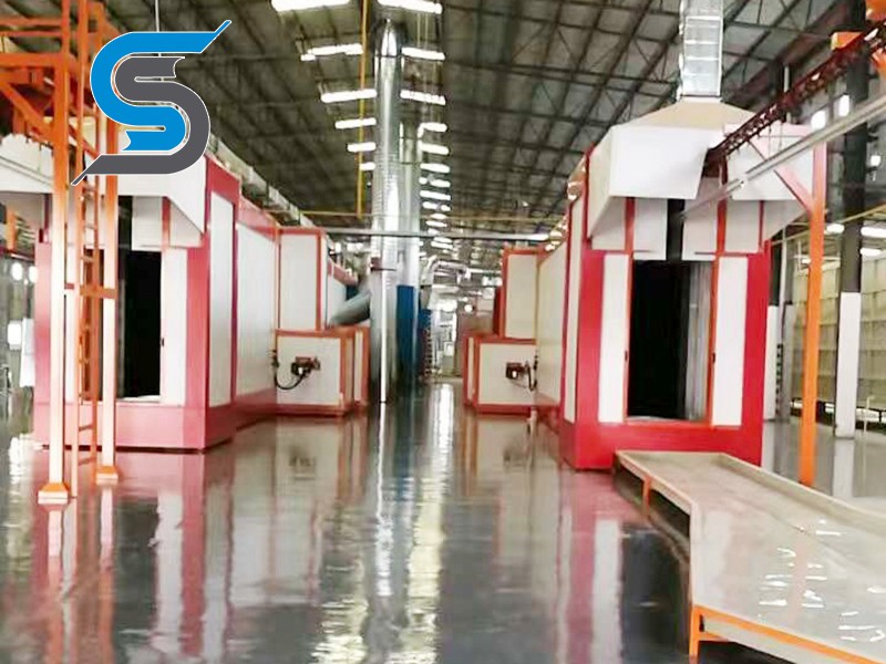 Horizontal fluorocarbon spraying line